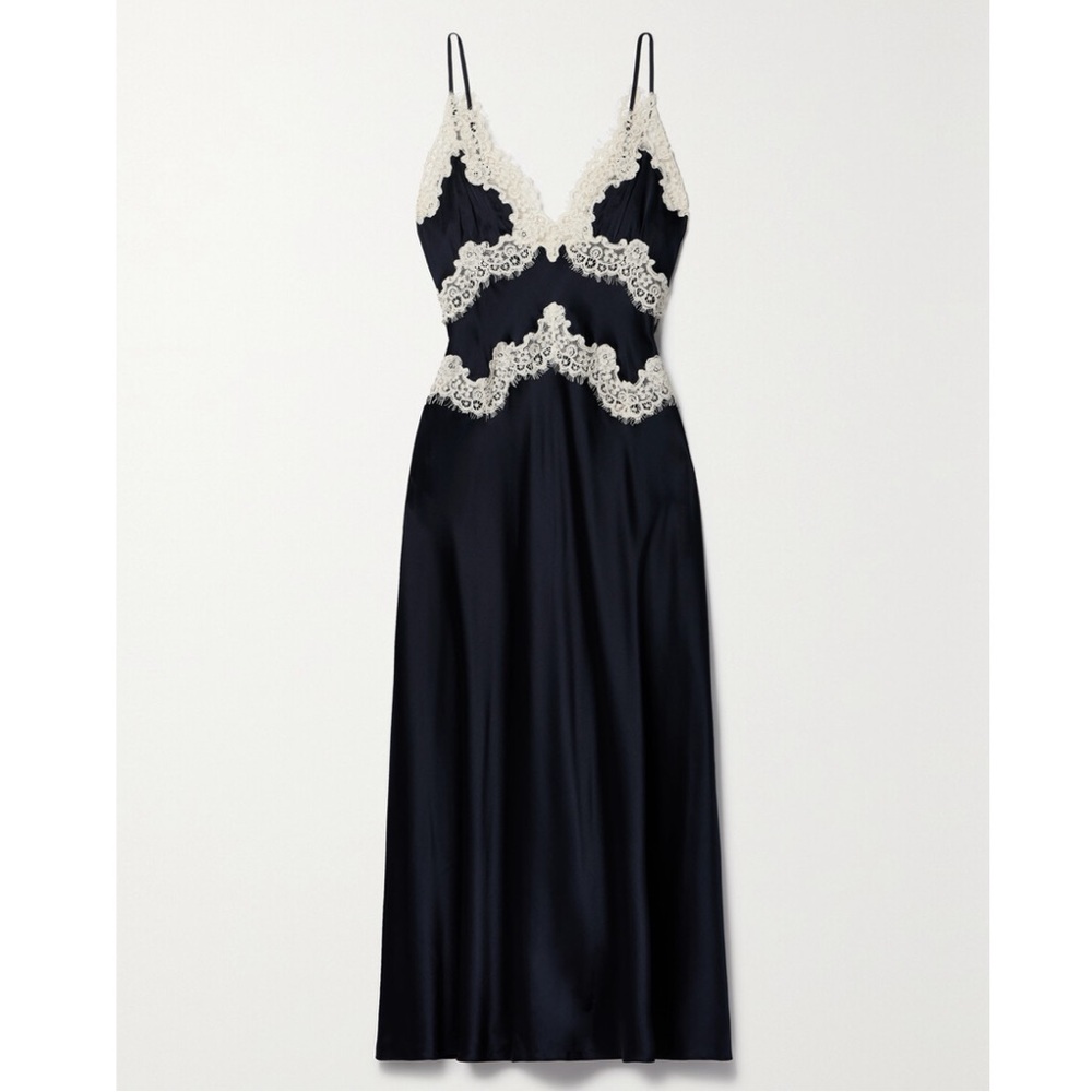 DÔEN Obelia lace trimmed silk dress